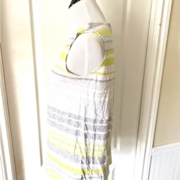 Womens Athleta Sz Small Tank Top Scoop Neck Sleeveless White Stripe Gray Breezy - Picture 4 of 6